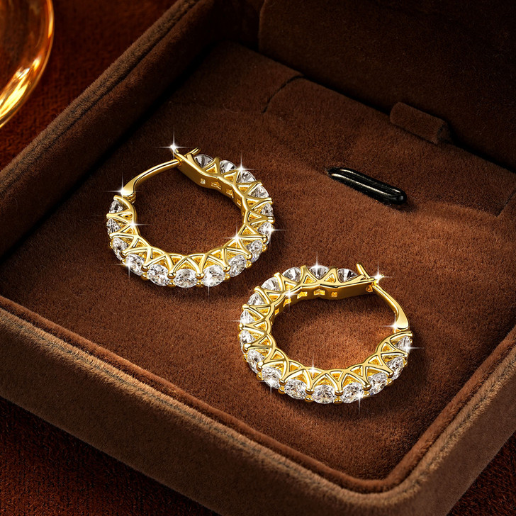 Piper Moissanite Huggie Earrings for Women – Gold Tone