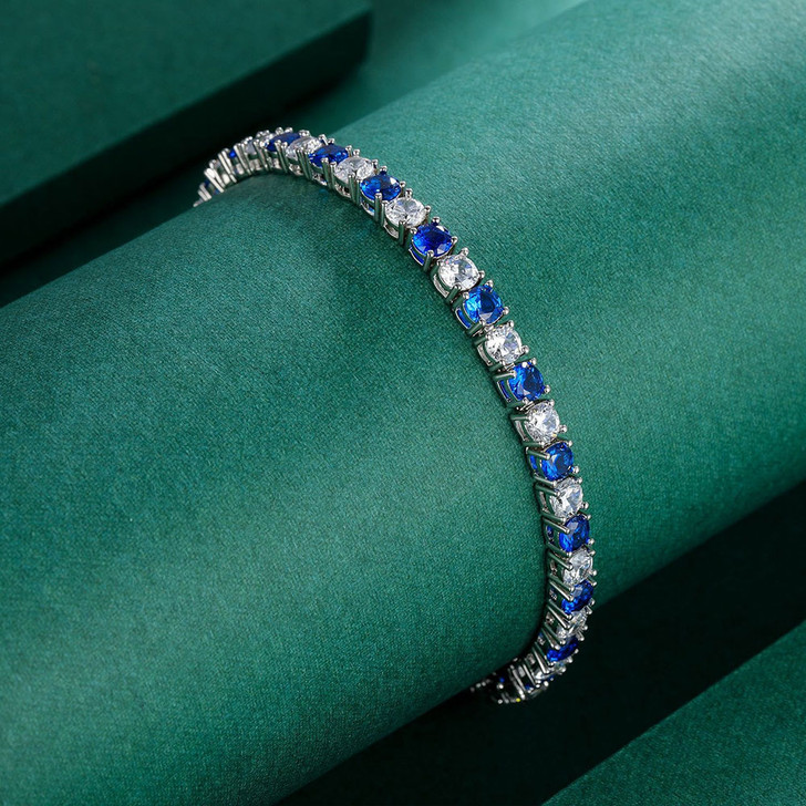 Violet Sapphire Tennis Bracelet for Women – Silver Tone