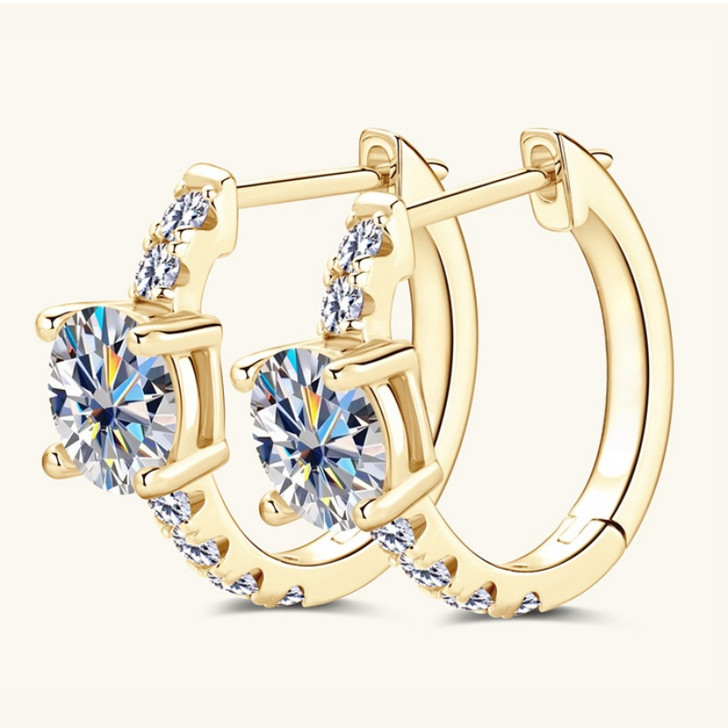 Wren Moissanite Hoop Earrings for Women – Silver Tone