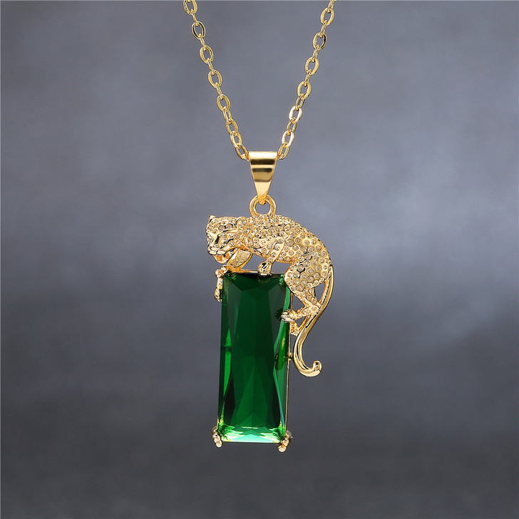 Cora Emerald Pendant Necklace for Women – Silver Tone