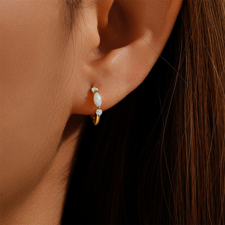 Piper Opal Statement Earrings for Women – Silver Tone