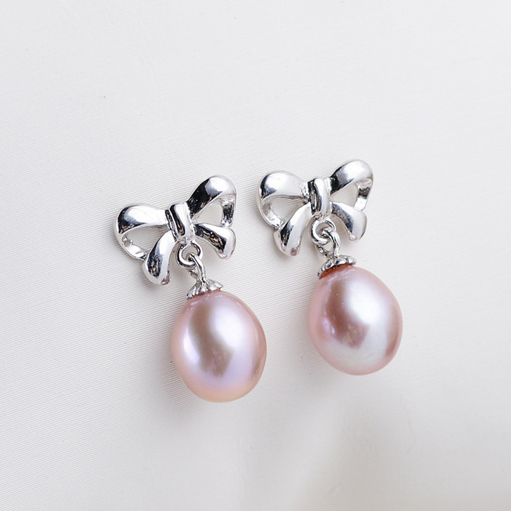 Thea Freshwater Pearl Drop Earrings for Women – Pink