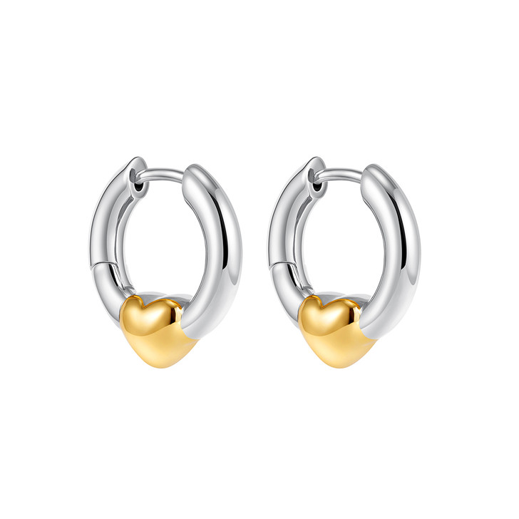 Una Polished Huggie Earrings for Women – Silver Tone Style B