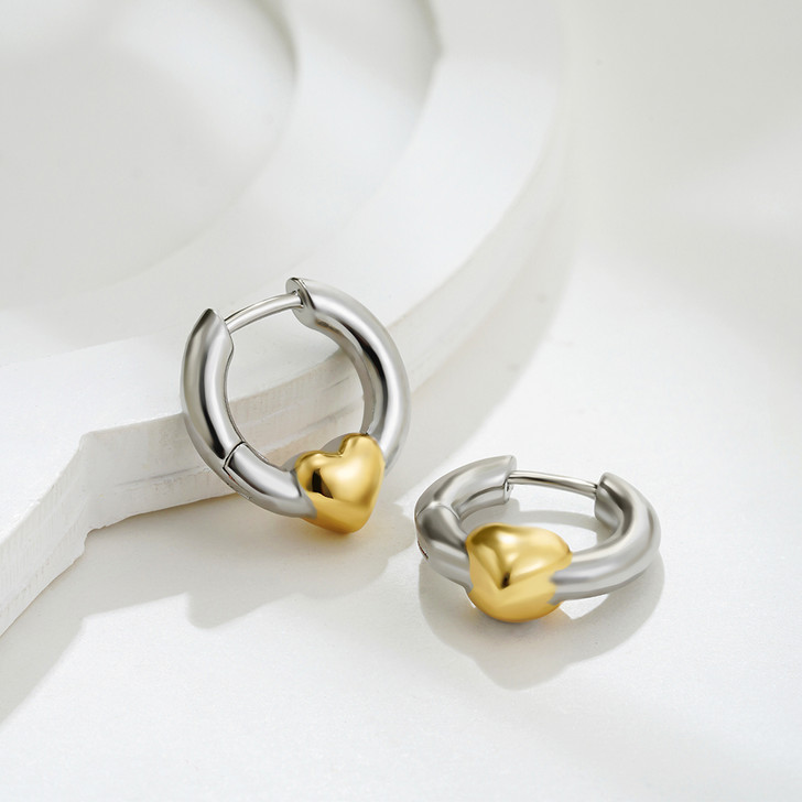 Una Polished Huggie Earrings for Women – Silver Tone Style B