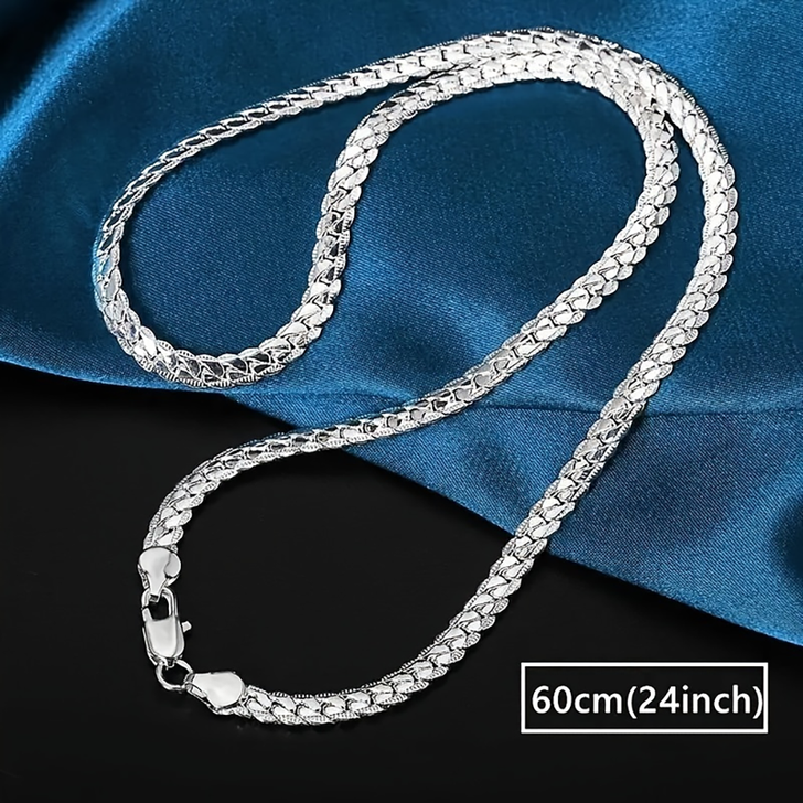 Olive 6mm Sterling Silver Chain Necklace – 40cm