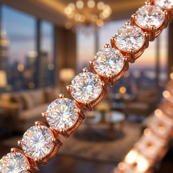 Quinn Rose Gold Tone Cubic Zirconia Tennis Bracelet – 16cm