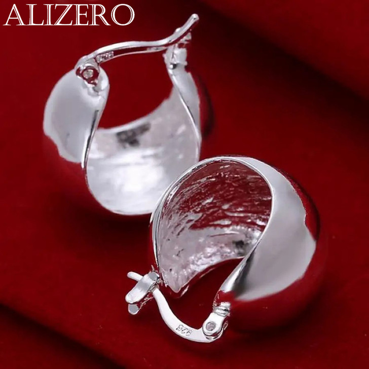 Violet Polished Statement Earrings for Women – Silver Tone
