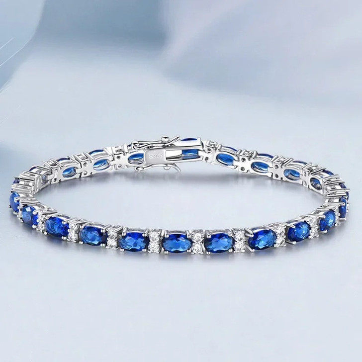 Rhea Sapphire Classic Bracelet for Women – Silver Tone
