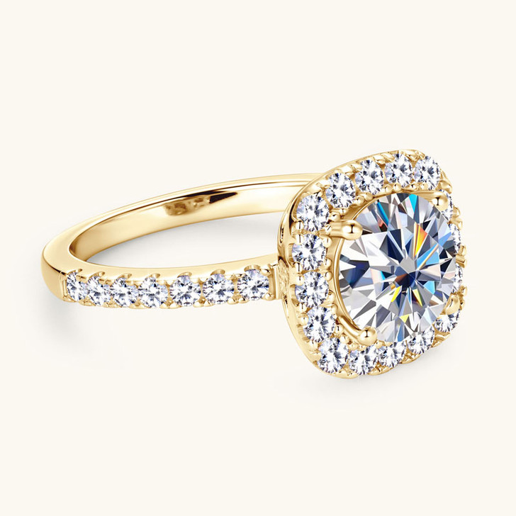 OXTAO 2ct Moissanite Halo Engagement Ring – White Gold Tone Size 9 alternate view