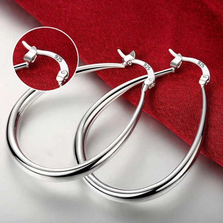 SHSTONE Minimalist Round Hoop Earrings – 925 Sterling Silver alternate view