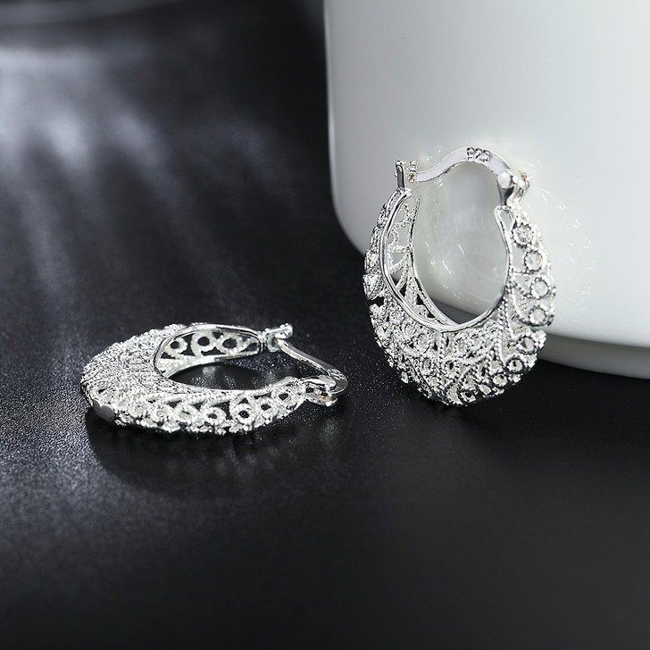 CHSHINE Floral Circle Sleeper Hoop Earrings – Sterling Silver image 2