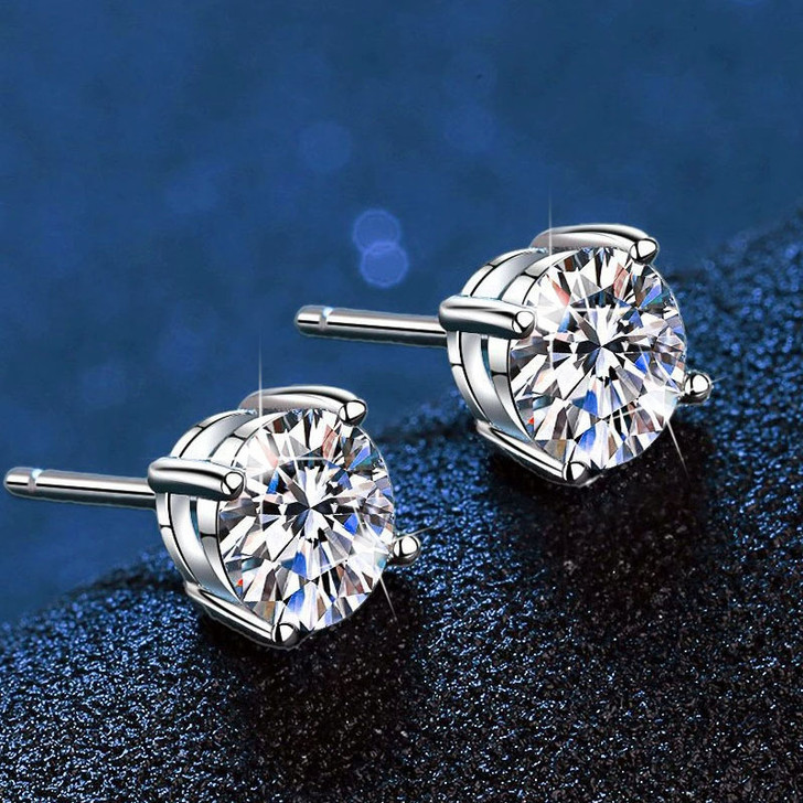 AITERNITY 1ct Moissanite Stud Earrings – Sterling Silver Pair with Box image 3