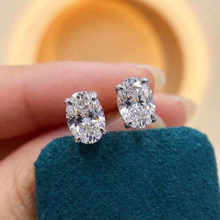 Oval Zircon Stud Earrings – Sterling Silver (2)