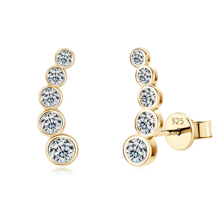 Anziw 0.43ct Five-Stone Moissanite Ear Climbers – Gold Tone (2)