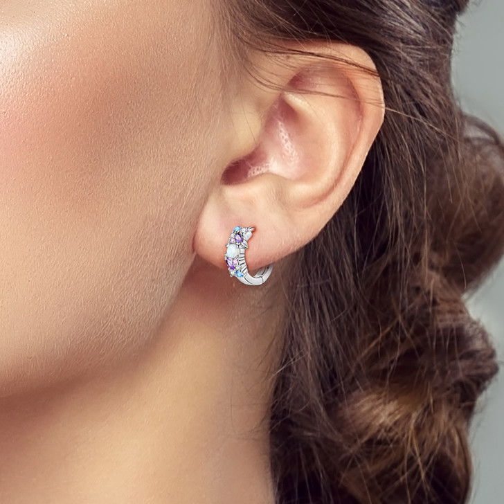 Multicolour Opal & Zircon Hoop Earrings – Sterling Silver (2)