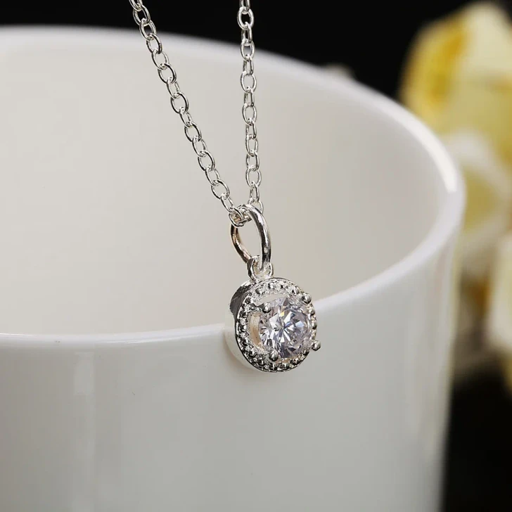 Crystal Flower Pendant Necklace – Sterling Silver 45cm (3)