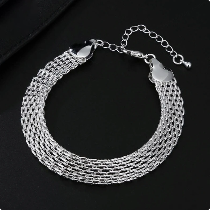 Woven Chain Bracelet – Sterling Silver 20cm