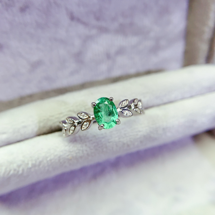 Natural Emerald Ring – Adjustable Sterling Silver
