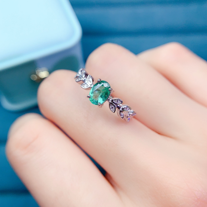 Natural Emerald Ring – Adjustable Sterling Silver (3)