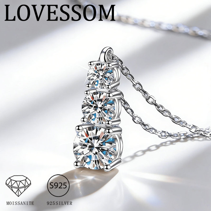 1.8ct Moissanite Pendant Necklace – Sterling Silver 45cm