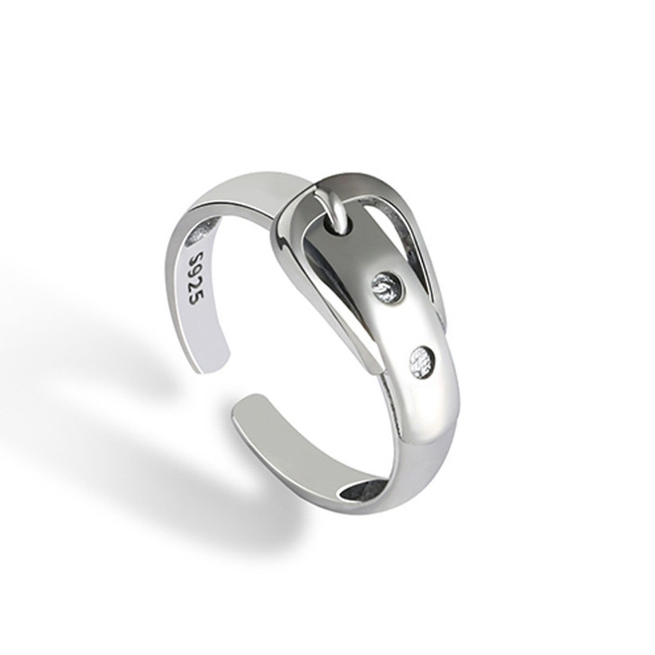 Belt Buckle Adjustable Ring – Sterling Silver