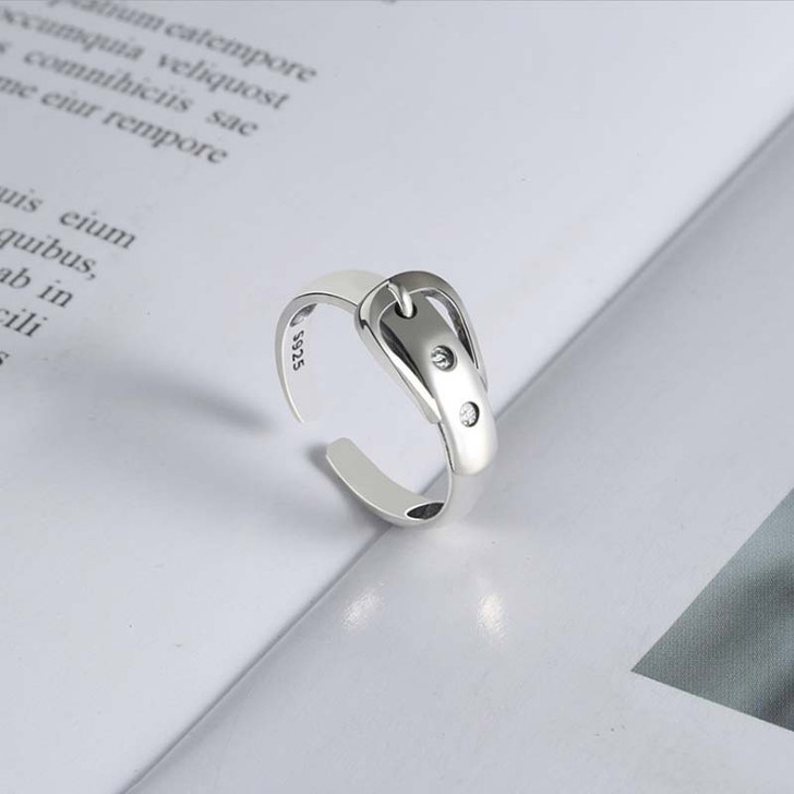 Belt Buckle Adjustable Ring – Sterling Silver (2)