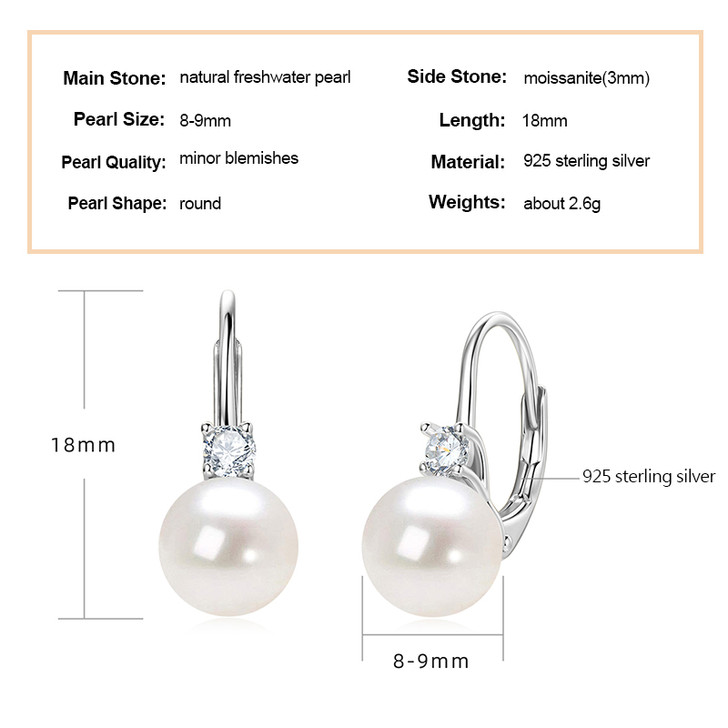 Anziw Pearl & Moissanite Hoop Drop Earrings – White Gold Colour (2)