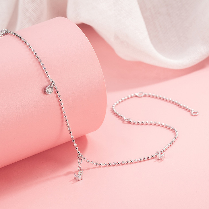 Crystal Tassel Anklet – Sterling Silver (2)