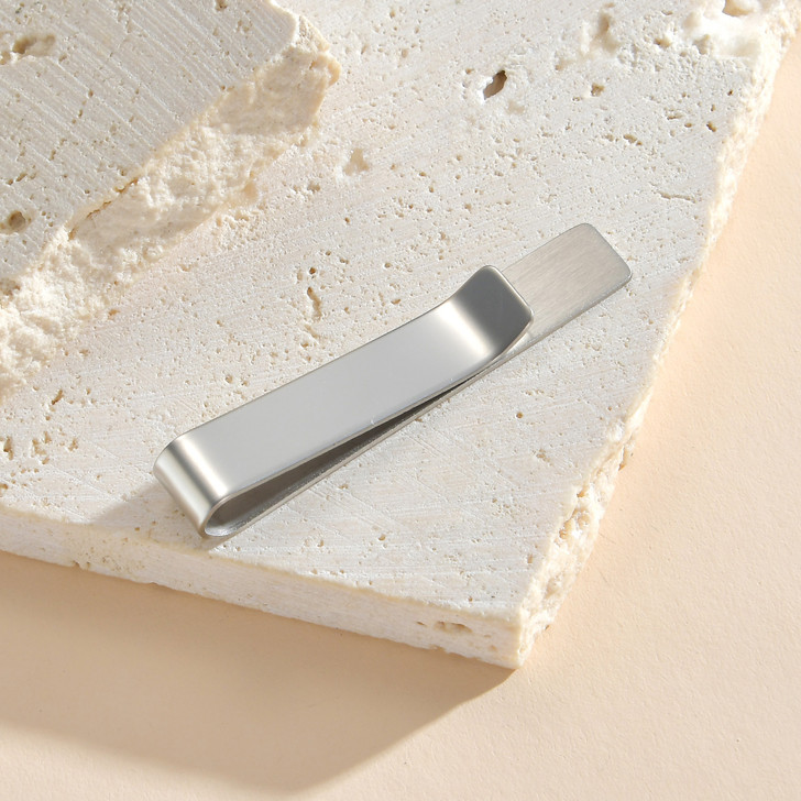 Silver-Tone Stainless Steel Tie Clip – 48 mm, WLJ010 – detail view 2