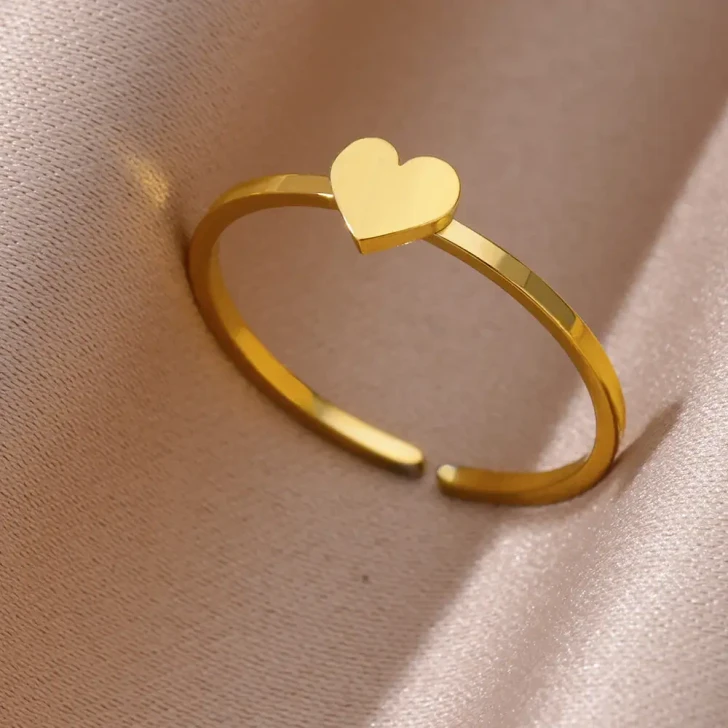 Gold-Tone Heart Detail Open Ring – 5004G-1, 17 mm