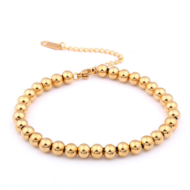 Gold-Tone Bead Bracelet – Stainless Steel, 4 mm