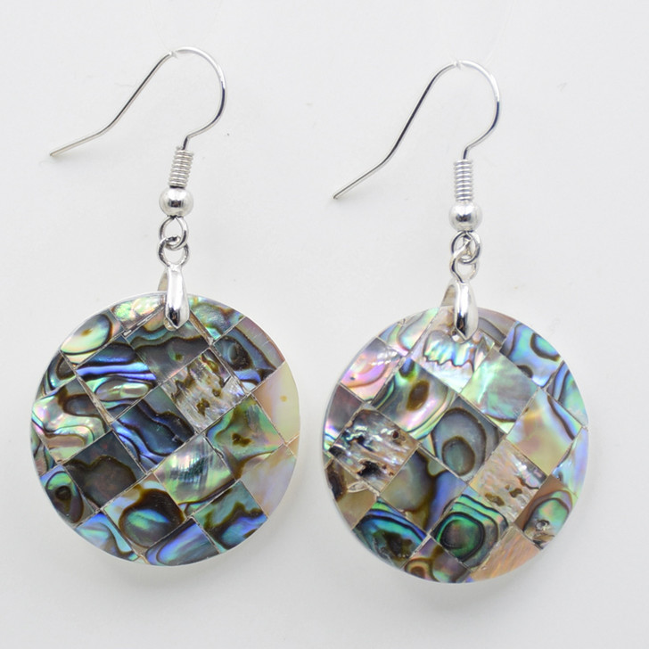 Round Abalone Shell Drop Earrings – E031