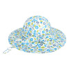 Generic Blue Floral Bow Beach Big Brim Cap, wide-brimmed sun hat decorated with a blue floral pattern and a bow on the band.