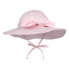 Generic Light Pink Bow Beach Big Brim Cap, a wide-brimmed sun hat with a feminine pink bow detail and chin strap for sun protection.