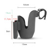 Joyren Cup Holder With Baby Stroller Hooks, adjustable black cup holder with integrated hooks for strollers, compact design with measurements 12cm x 9.4cm x 15cm.
