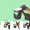 Joyren Black Universal Cup Holder for Strollers and More, versatile black cup holder attached to stroller handle with customizable cups for water, milk, or coffee.