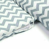 OONA Black & White Crown Nest Bed for Bed Co sleep Bed, close-up of the fabric featuring a stylish gray and white chevron pattern with a zipper detail.