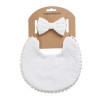Generic Double-Sided Cotton Bib with Bow Headband Set, baby bib and matching bow headband on kraft paper packaging.