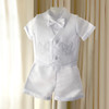 Baby Boy Baptism Set Short Sleeve Top with Short Vest & Hat