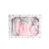 Generic Gift Pack Bear Accessories And Blanket Pink, display of three plush bear toys with pink and grey tones, including a baby blanket, perfect for gifting
