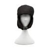 Generic Trapper Hat, black winter trapper hat with ear flaps and adjustable chin strap displayed on a white mannequin head.
