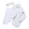 OONA White Suits Jacquard Tuxedo, a white formal tuxedo set including a jacket, pants, shirt with pleats, bow tie, and a matching sash.