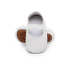 Generic Ballet Flat Soft Sole PU Leather Shoes, white baby ballet slippers with elastic strap on top and textured surface