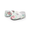 Generic Ballet Flat Soft Sole PU Leather Shoes, white floral-patterned baby ballet slippers with elastic strap for a secure fit.
