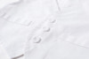 OONA White Romper Suit Boy Set Vest with Hat, close-up of the white romper suit showing buttons and fabric details.