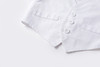 OONA White Romper Suit Boy Set Vest with Hat, close-up of the white romper suit showing buttons and pockets.
