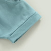 OONA 2PCS Easter Outfit Bunny Letter, close-up of the light blue fabric sleeve with neat stitching detail.