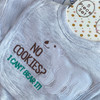 Generic Neutral Polar Bear Layette Set 5 Pieces, a baby clothing set featuring a light gray top with an embroidered polar bear and the text 'No Cookies? I Can't Bear It!'