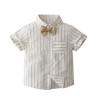Toddler Three Pieces Set Boys Striped Shirt Bow and Suspender Set Semi-Formal Kids Suspender Short |OONA Kids