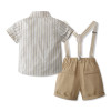 Toddler Three Pieces Set Boys Striped Shirt Bow and Suspender Set Semi-Formal Kids Suspender Short |OONA Kids